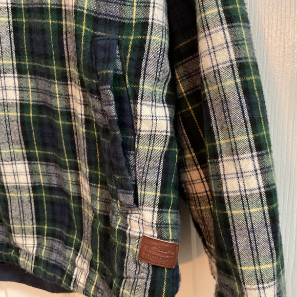 LL Bean Flannel Scotch Plaid Full-zip Hooded Shacket, LP, Relaxed Fit - Picture 3 of 6